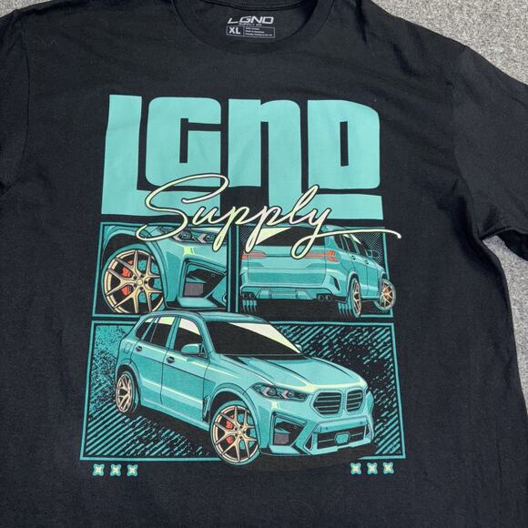 LGND Supply Co. Men's XL Black Short Sleeve Car Race Graphic T-Shirt - Picture 2 of 6